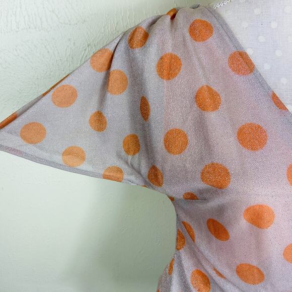 Anthropologie Eva Franco Sweetwater Wrap Top Size S Metallic Silver Polka Dot - Picture 9 of 14